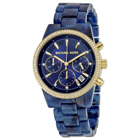 navy blue and gold michael kors watch|Michael Kors blue dial watch.